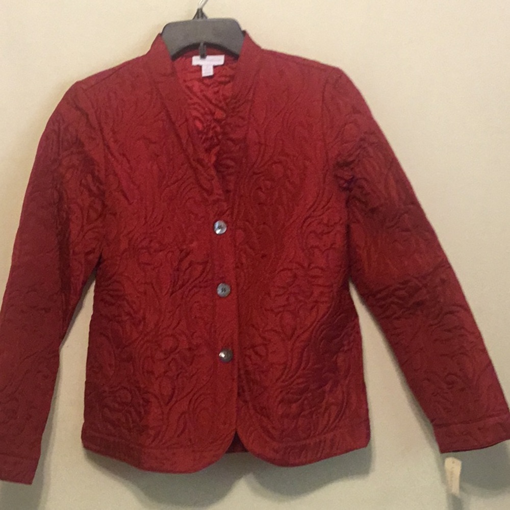 Charter Club Crimson Silk Quilted Jacket size 4